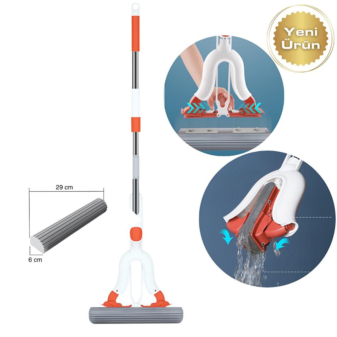 Yui Varivas TB2030 Kelebek Sıkma Mekanizmalı Sünger Paspas Mop (YUI Türkiye Garantili)
