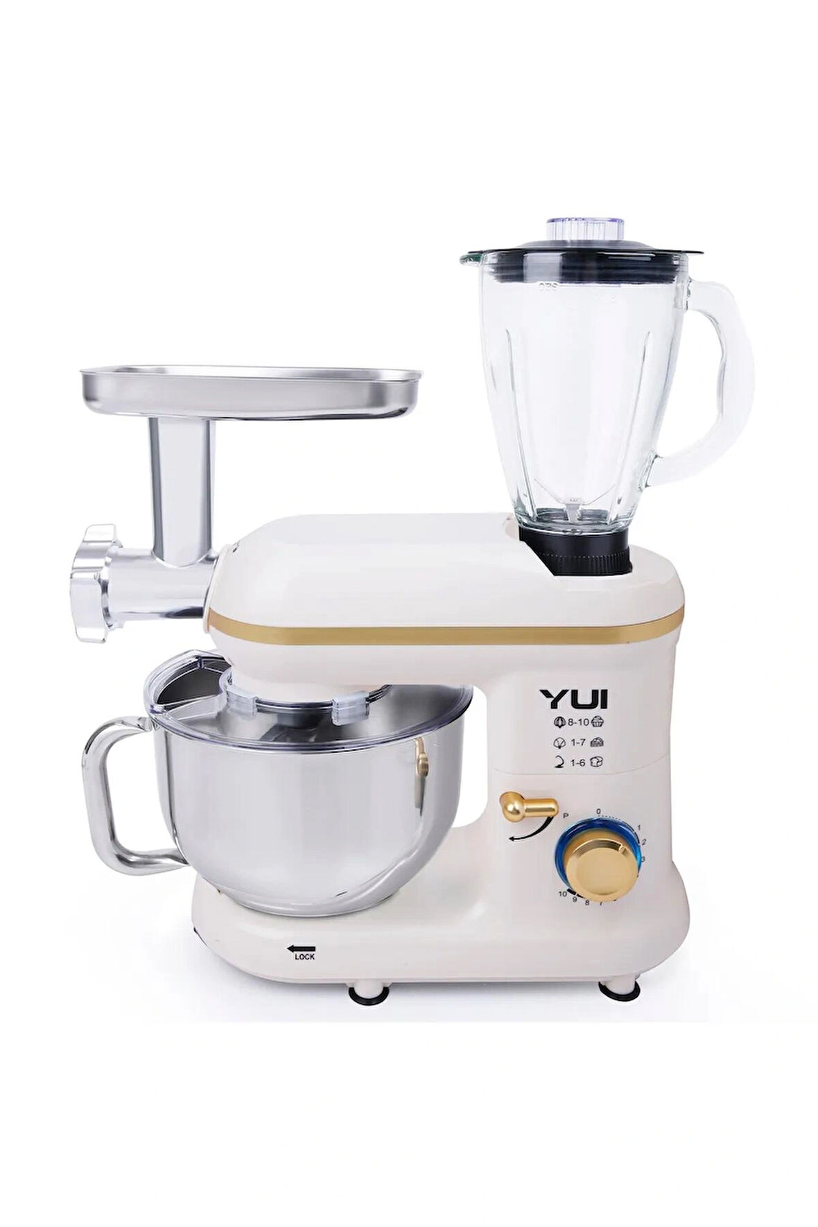 M120 Multi-fonksiyonel 3'ü Bir Arada Stand Mikser Kıyma Setli Ve Blender Özellikli Krem/gold