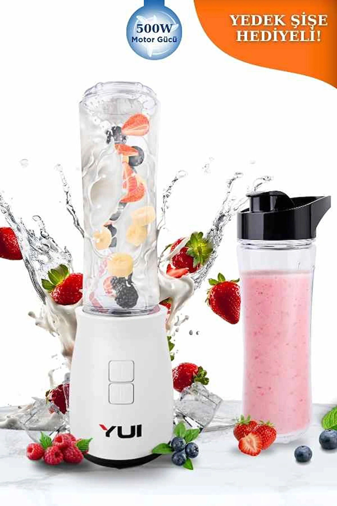 M19 500w Kişisel Smoothie Blender Beyaz 1 Adet Yedek Şişe