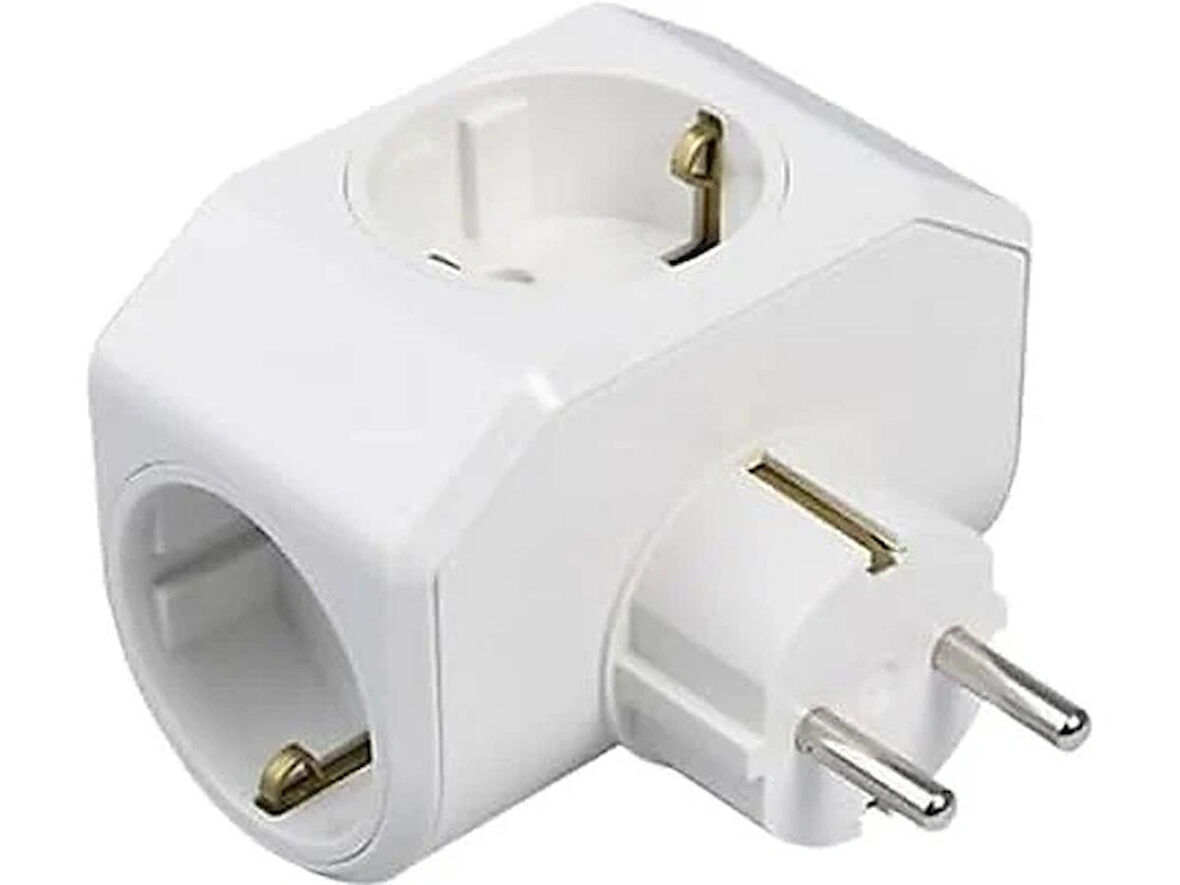 Viko Yonca Plus Üçlü Topraklı Priz Beyaz