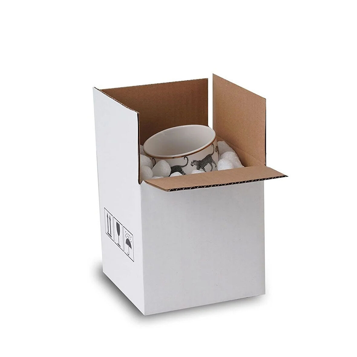 20x20x20 cm Tek Oluklu A-Box Taşıma Kolisi - 10 Adet - Beyaz