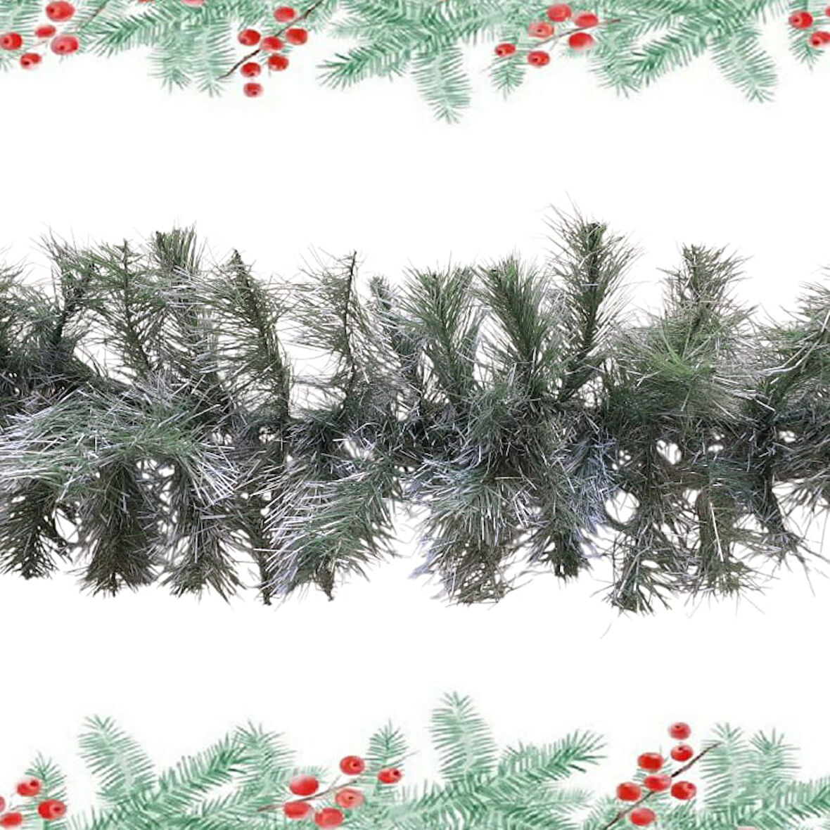 Yılbaşı Çamdalı Garland Kırçıllı 240cm 120 Dal