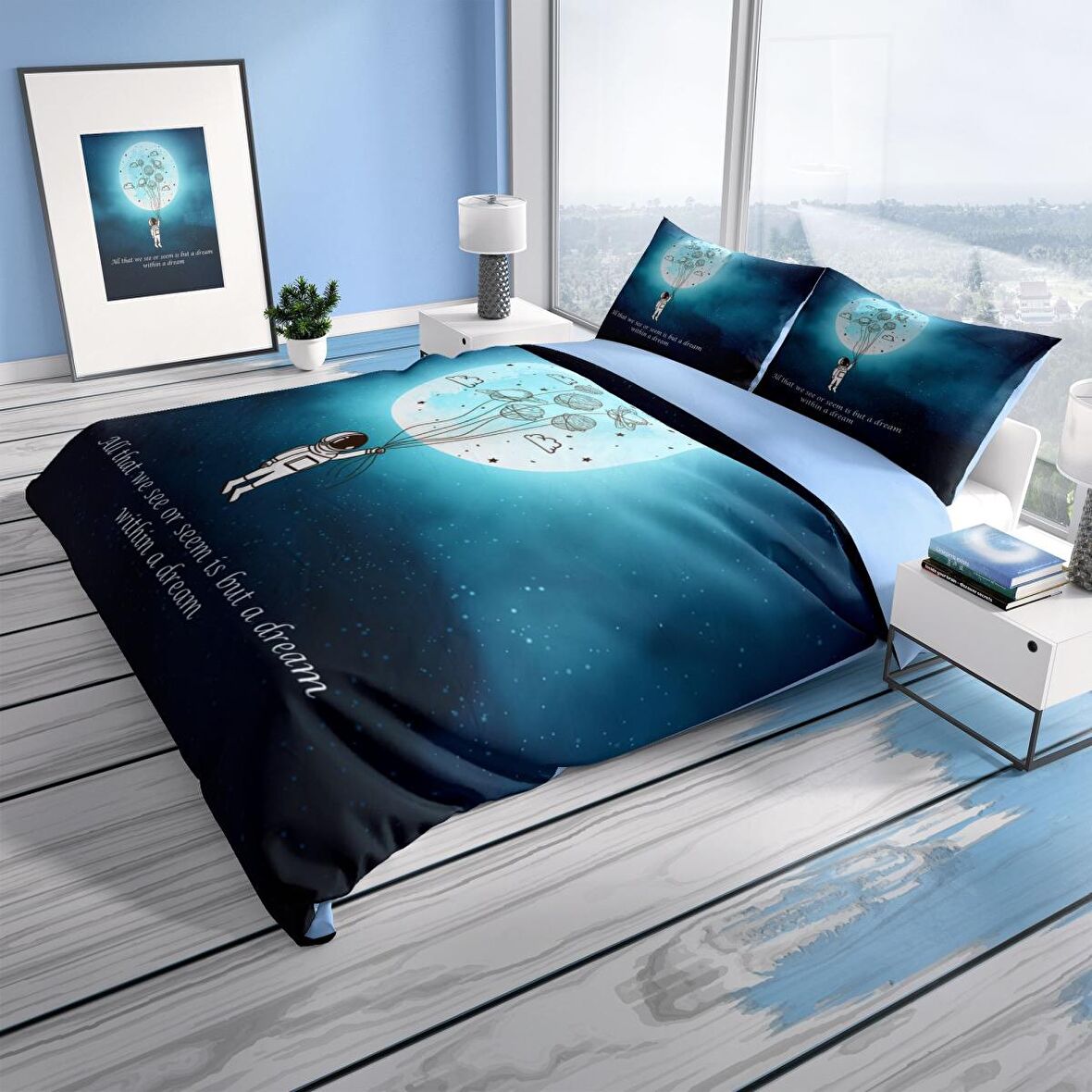 Cattleya Gece Mottom 3D Temalı Pamuk Saten Çift Kişilik Nevresim Takımı