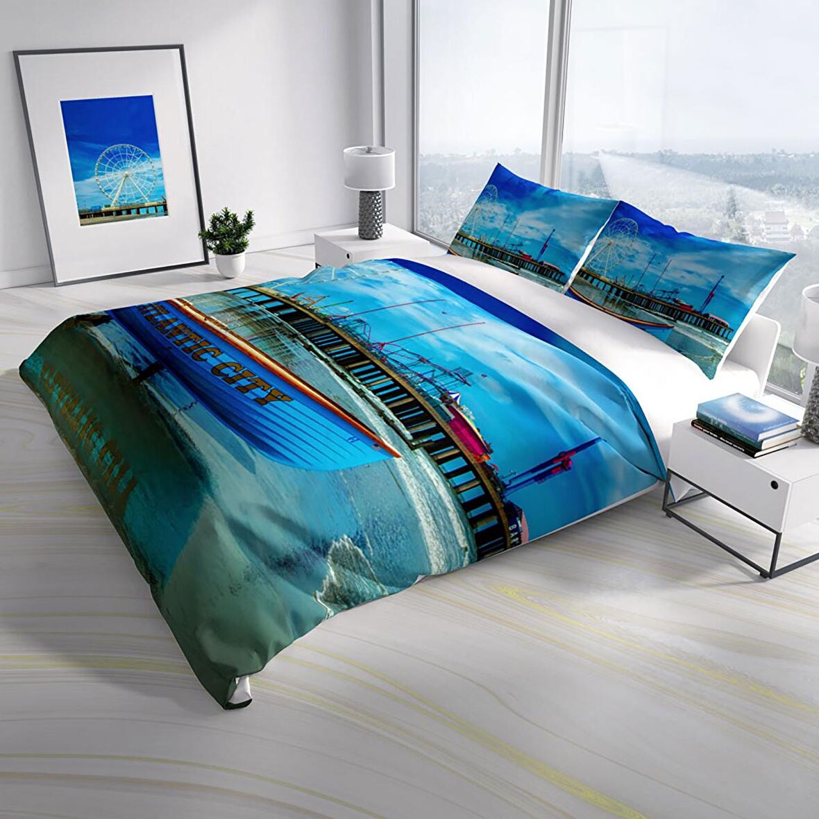 Cattleya Atlanta 3D Temalı Pamuk Saten Çift Kişilik Nevresim Takımı