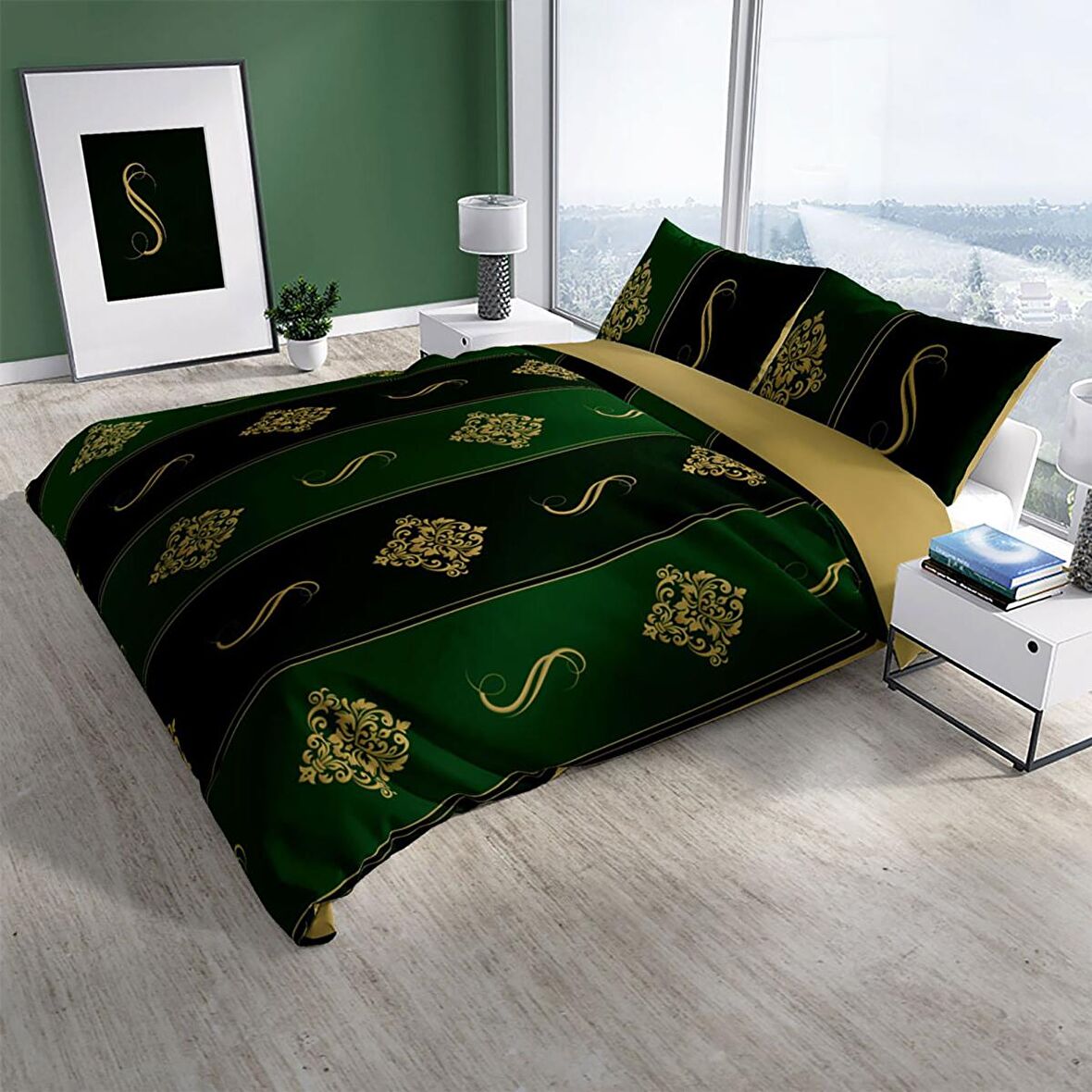 Cattleya Damascus 3D Temalı Pamuk Saten Çift Kişilik Nevresim Takımı