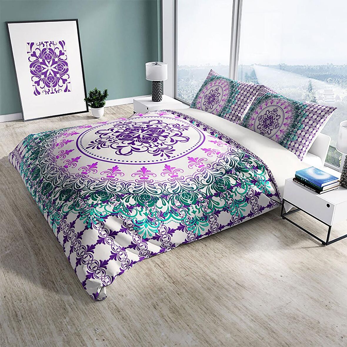 Cattleya Focus 3D Temalı Pamuk Saten Çift Kişilik Nevresim Takımı