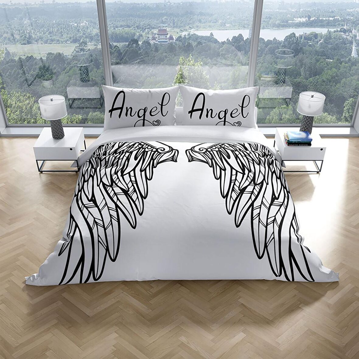 Cattleya Wing 3D Temalı Pamuk Saten Çift Kişilik Nevresim Takımı