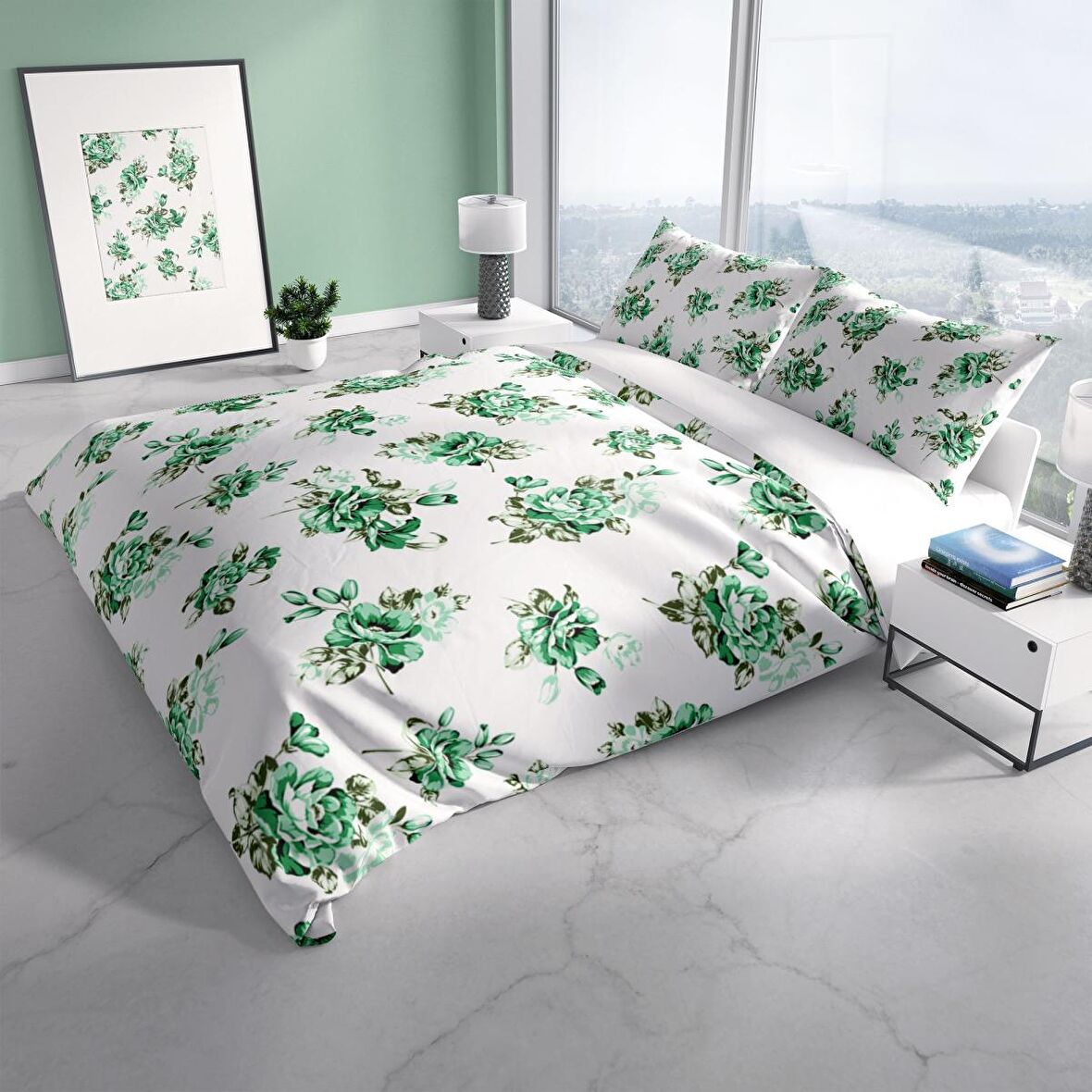 Cattleya Bigarden 3D Temalı Pamuk Saten Çift Kişilik Nevresim Takımı