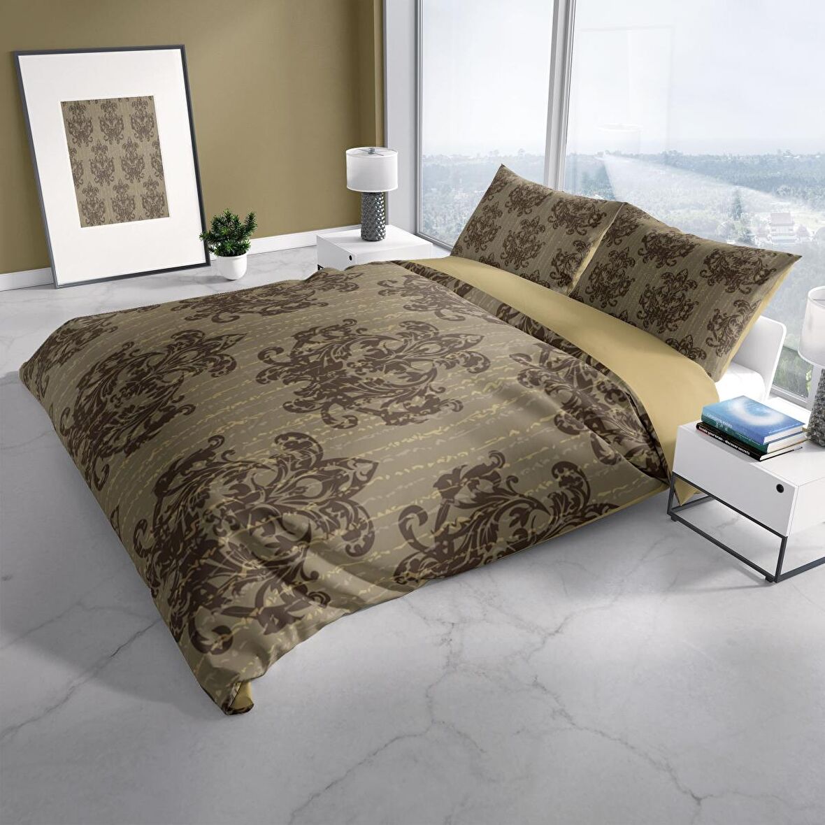 Cattleya Harmony 3D Temalı Pamuk Saten Çift Kişilik Nevresim Takımı