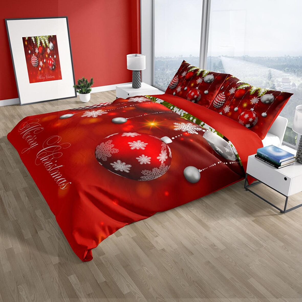 Cattleya Ny Balls 3D Temalı Pamuk Saten Çift Kişilik Nevresim Takımı