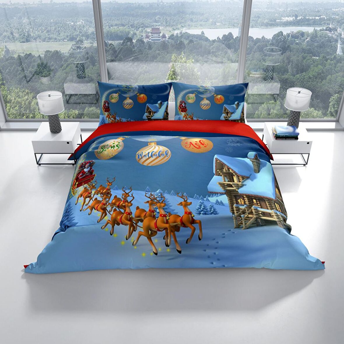 Cattleya NY Wish 3D Temalı Pamuk Saten Çift Kişilik Nevresim Takımı