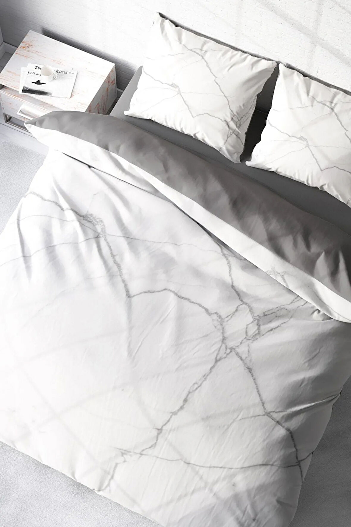 Lux Marble 3d Pamuk Saten Çift Kişilik Nevresim Takımı