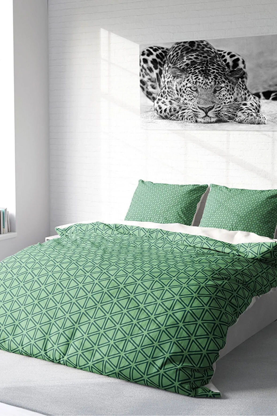 Nevresim Takımı %100 Doğal Pamuk Çift Kişilik 3d Digital Green Pattern