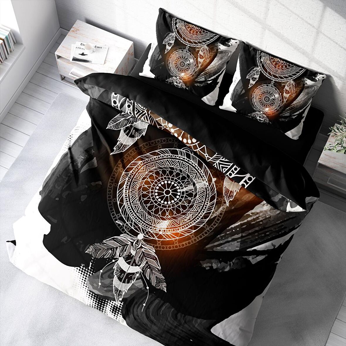 Monohome Dream Feather Rüya Kapanlı Pamuk Saten Çift Kişilik Nevresim Takımı