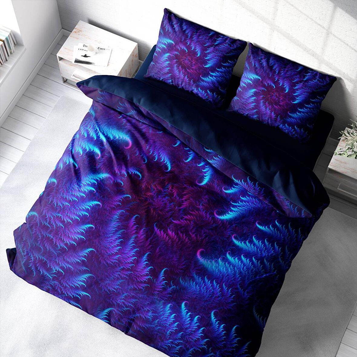 Monohome Purple Energy 3D Temalı Pamuk Saten Çift Kişilik Nevresim Takımı