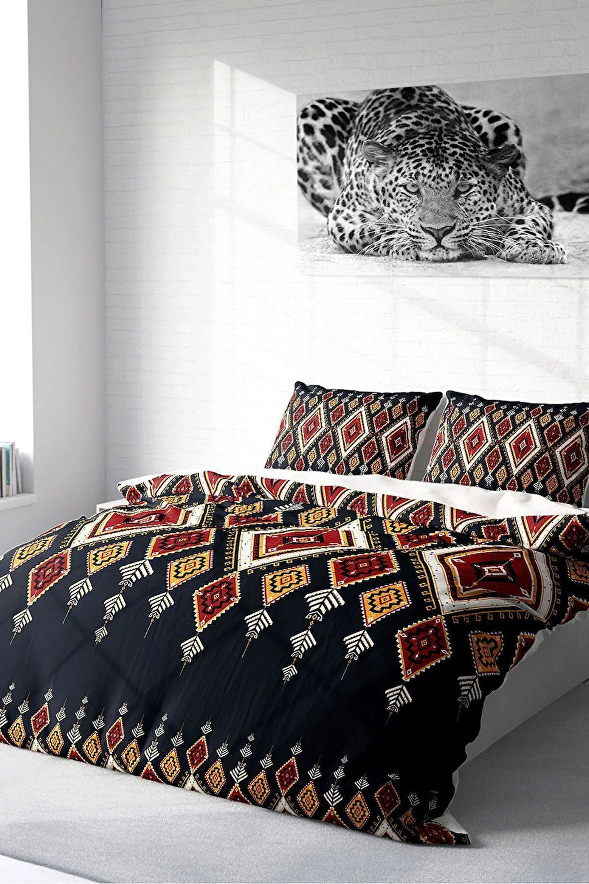 Nevresim Takımı %100 Doğal Pamuk Çift Kişilik 3d Digital Ethnic Geometric