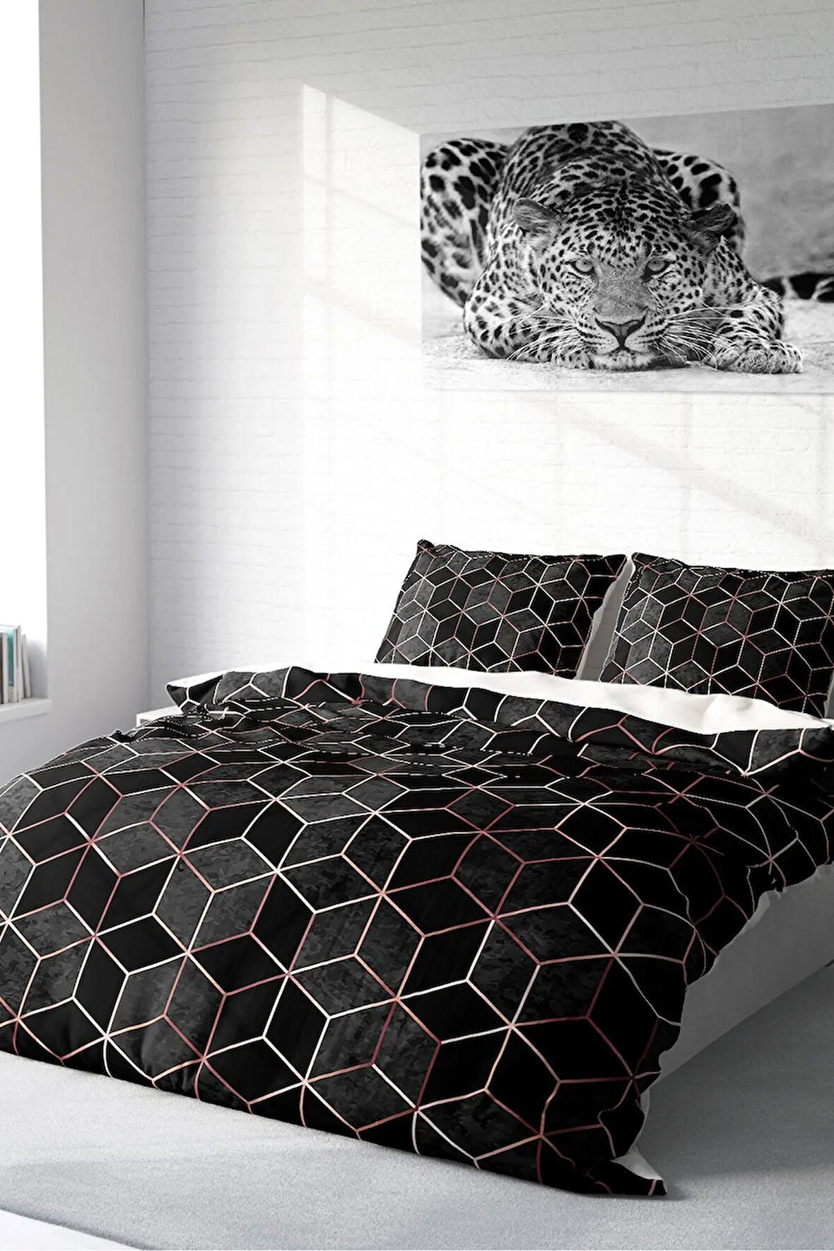 Nevresim Takımı %100 Doğal Pamuk Çift Kişilik 3d Digital Gold Cube