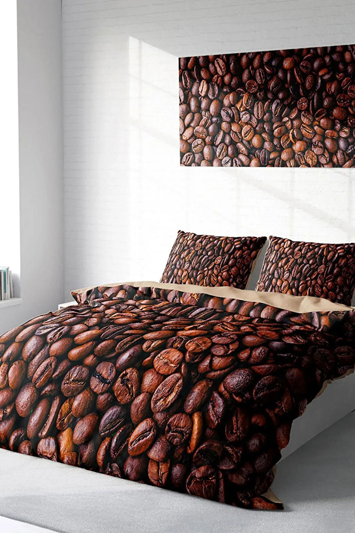 Nevresim Takımı %100 Doğal Pamuk Çift Kişilik 3d Digital Coffee Duvet