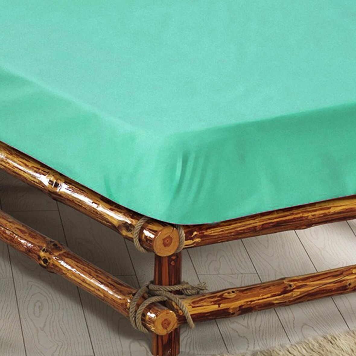 Monohome %100 Pamuklu RanForce Fitted Su Yeşili Çift Kişilik Lastikli Çarşaf 180 x 200