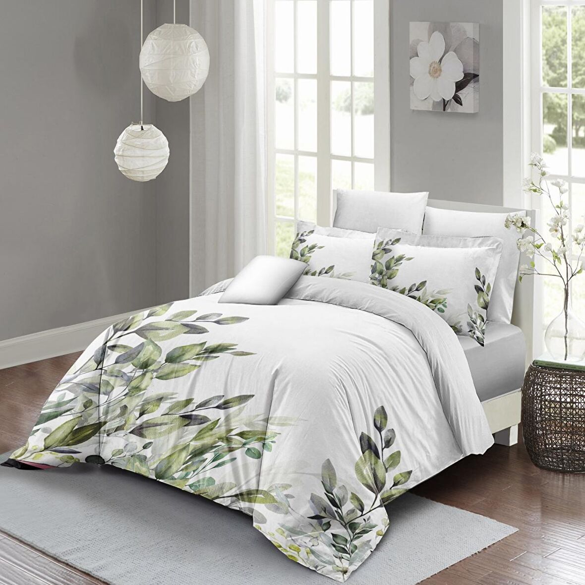 Monohome Green Branch 3D Temalı Pamuk Saten Çift Kişilik Nevresim Takımı