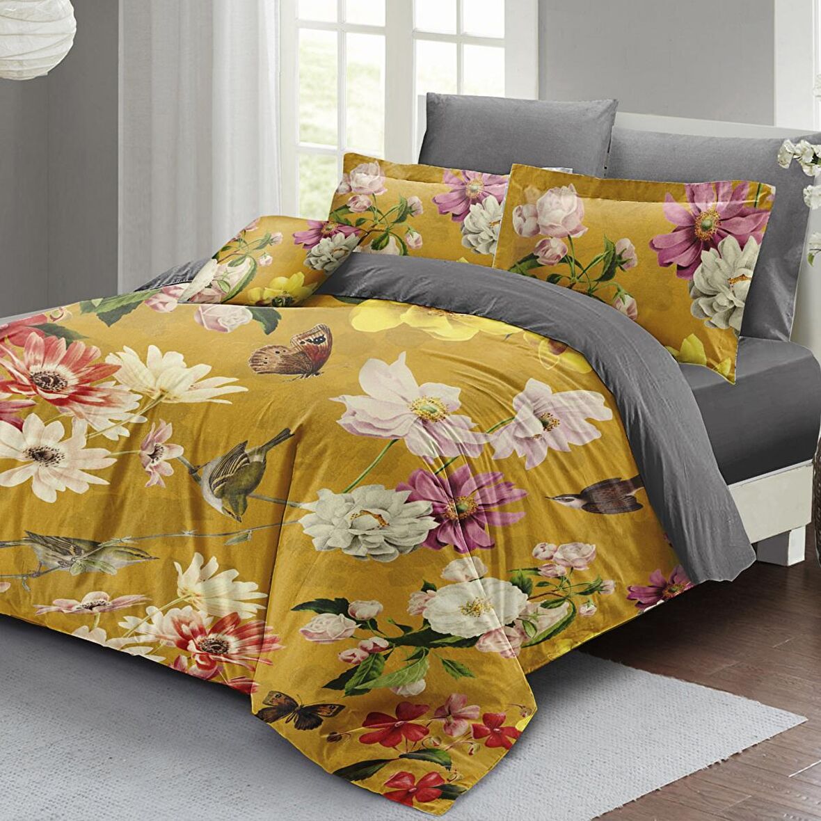 Monohome Rose Mix 3D Temalı Pamuk Saten Çift Kişilik Nevresim Takımı