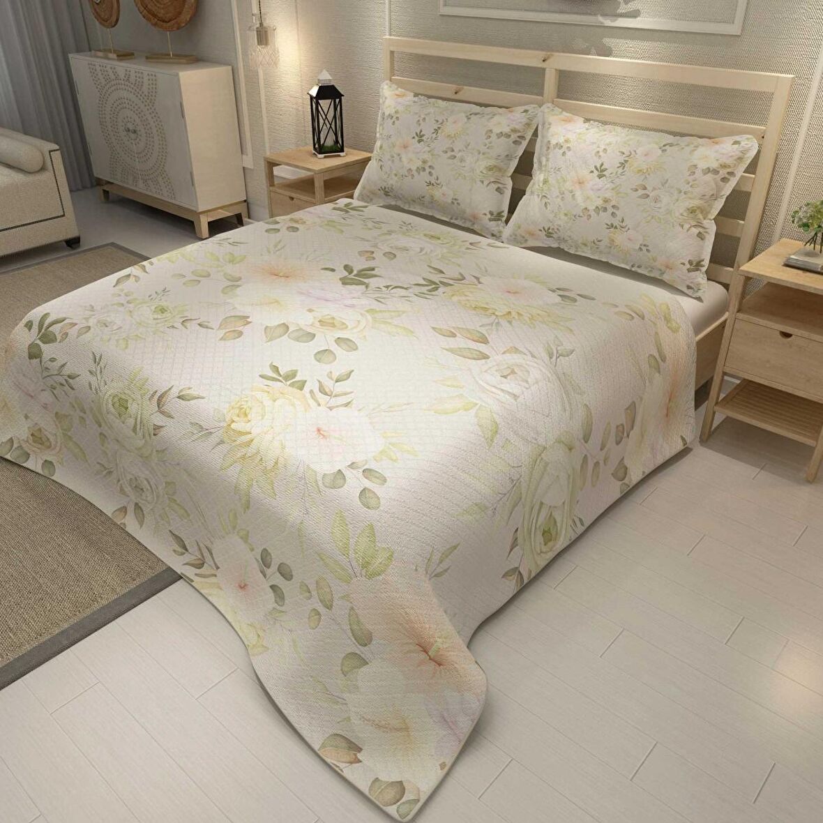MonoHome Pike Takımı Jakar Dokuma Pamuklu 3D Dijital Baskı Rose Bundle