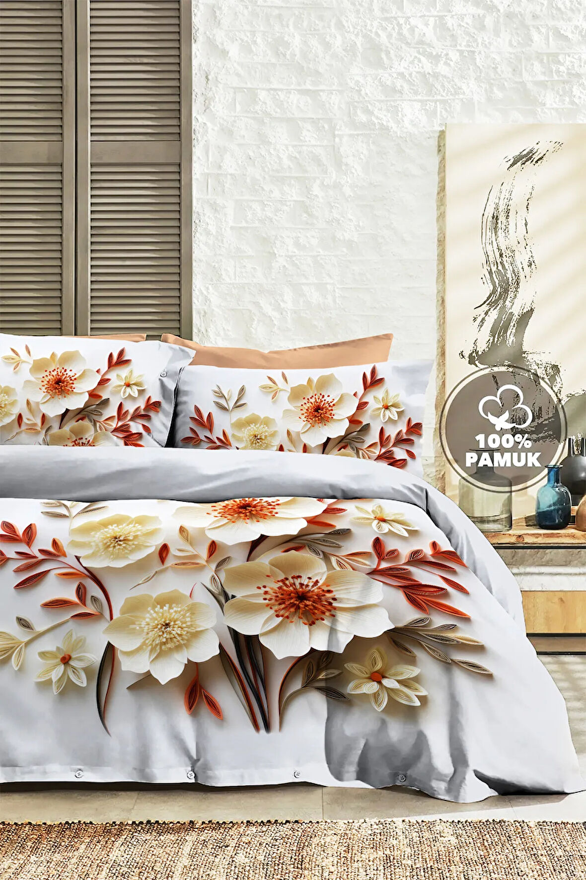 %100 PAMUK Ranforce Çeyizlik Luxury 5D Dijital Çift Kişilik Nevresim Takımı Akvaryum