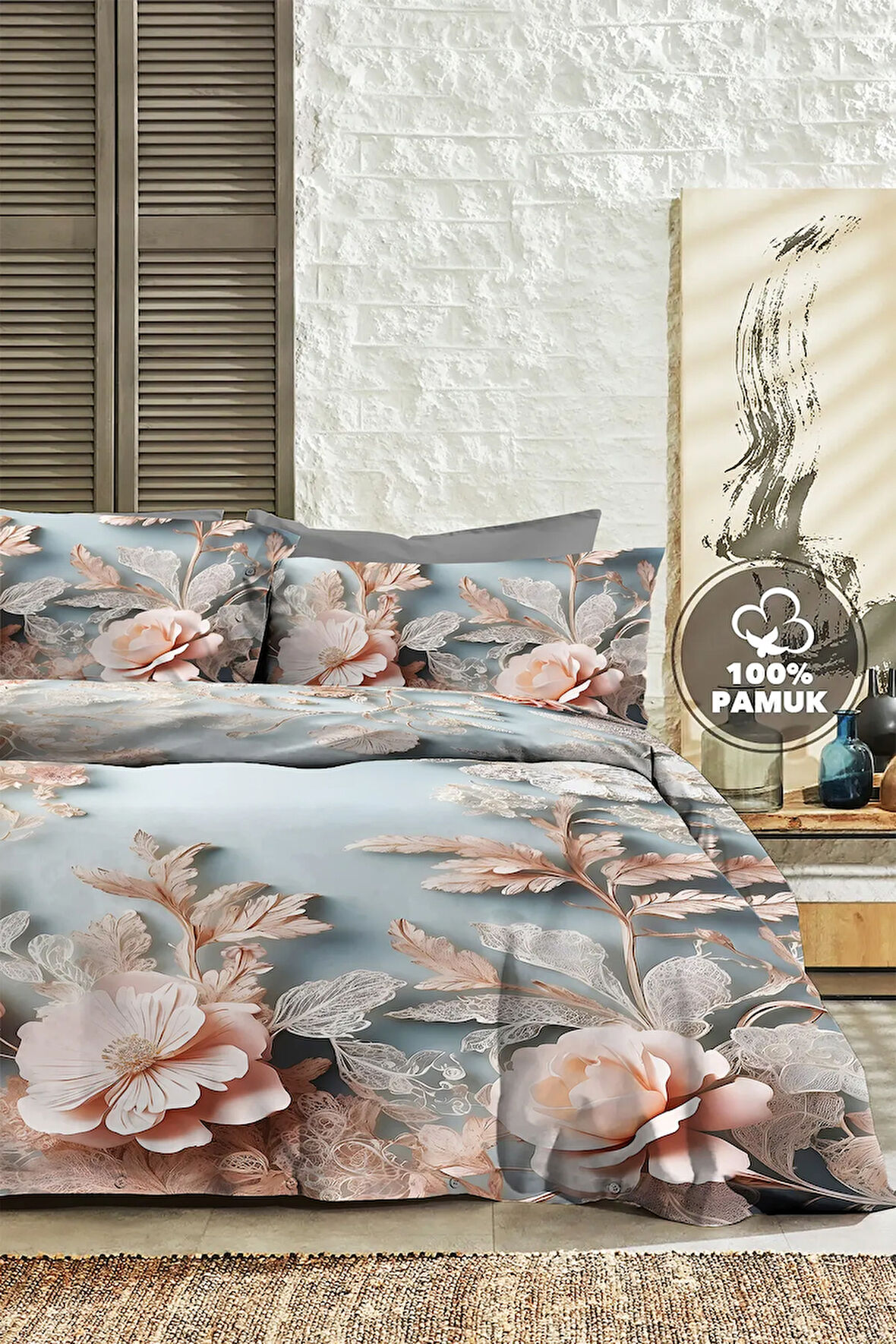 %100 PAMUK Ranforce Çeyizlik Luxury 5D Dijital Çift Kişilik Nevresim Takımı Dream