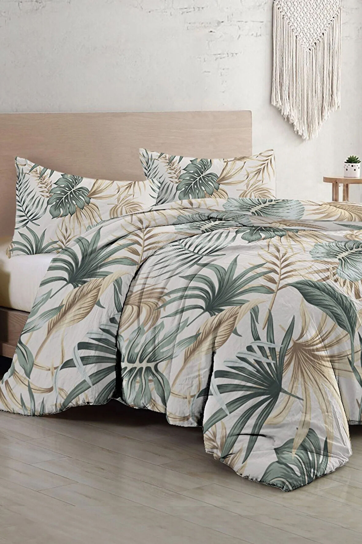 Botanik Palm Çift Kişilik Nevresim Takımı 3d Pamuk Saten