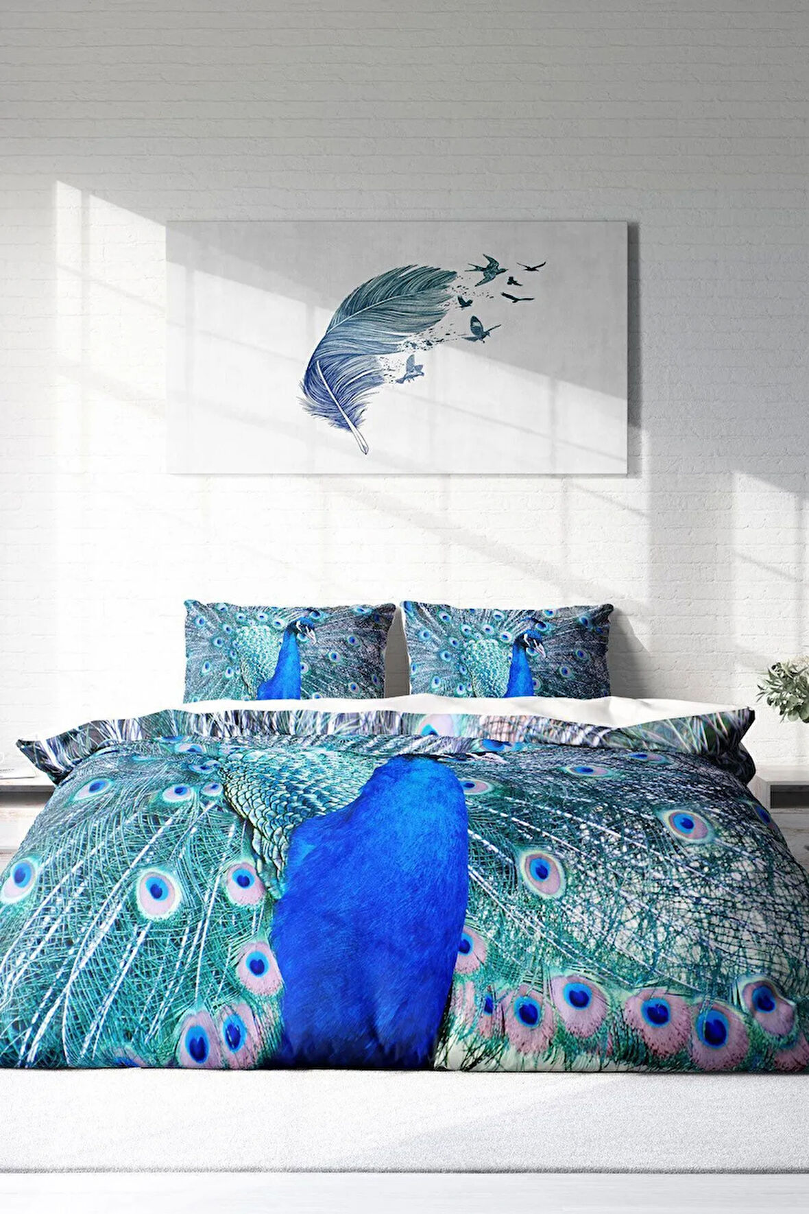 Çift Kişilik ( Lastikli Çarşaflı ) %100 Pamuk Saten Nevresim Takımı Pauw