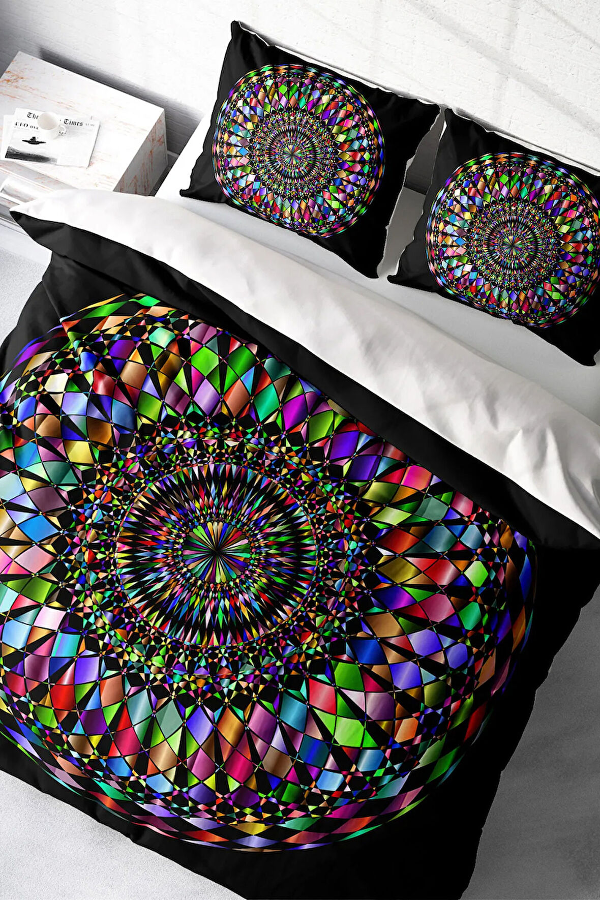 Lastikli Çarşaflı %100 Pamuk Saten Çift Kişilik Nevresim Takımı Mandala 4