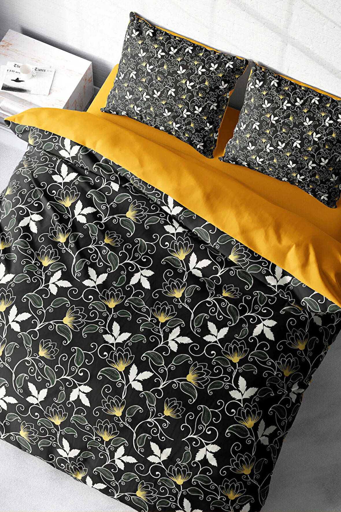 Lastikli Çarşaflı %100 Pamuk Saten Çift Kişilik Nevresim Takımı Serenity