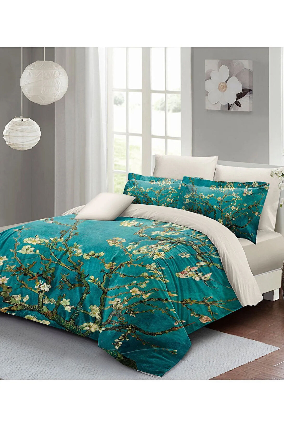 Nevresim Takımı %100 Doğal Pamuk Çift Kişilik 3d Digital Painted Branches