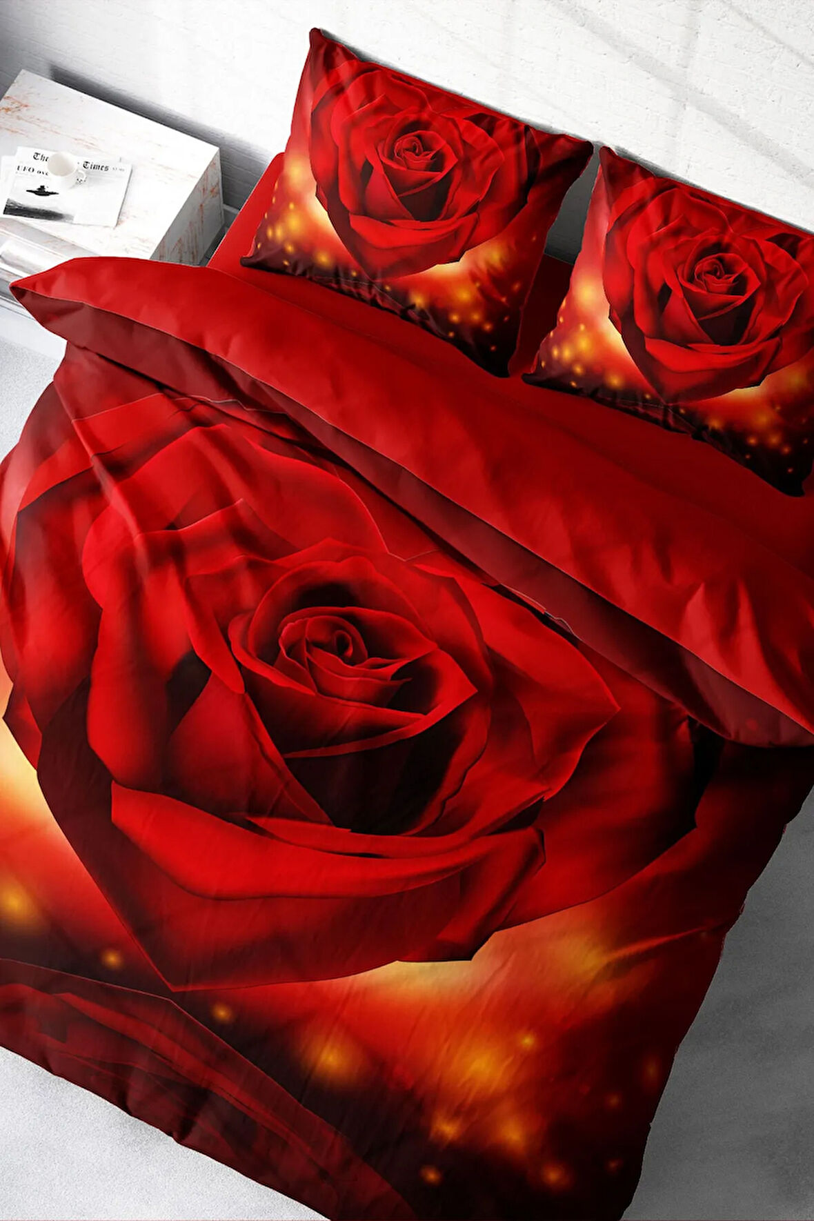 Nevresim Takımı %100 Doğal Pamuk Çift Kişilik 3d Digital Sevgililer Günü Vıı