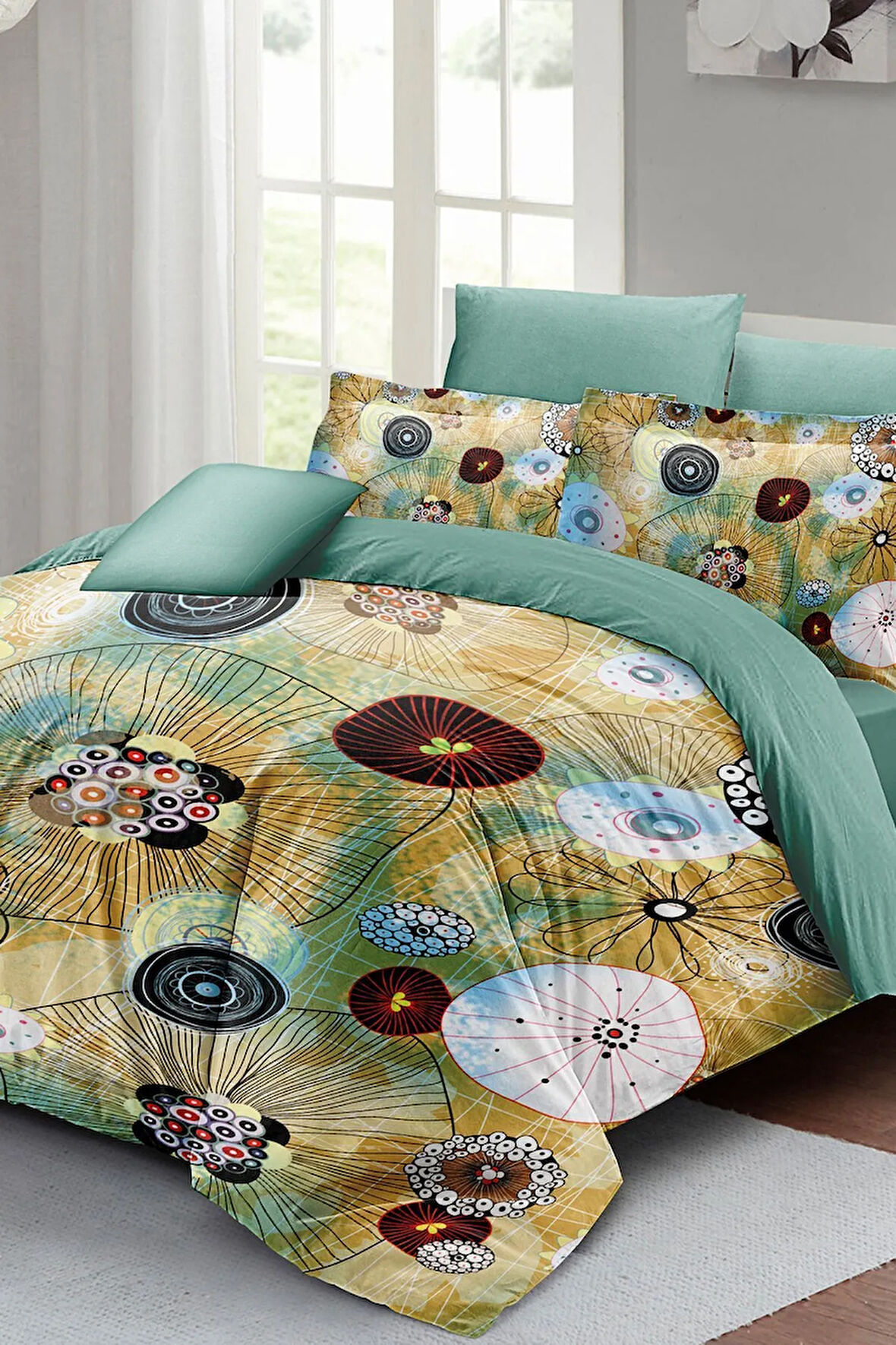 Çift Kişilik ( Lastikli Çarşaflı ) %100 Pamuk Saten Nevresim Takımı Soft Energy Luxury