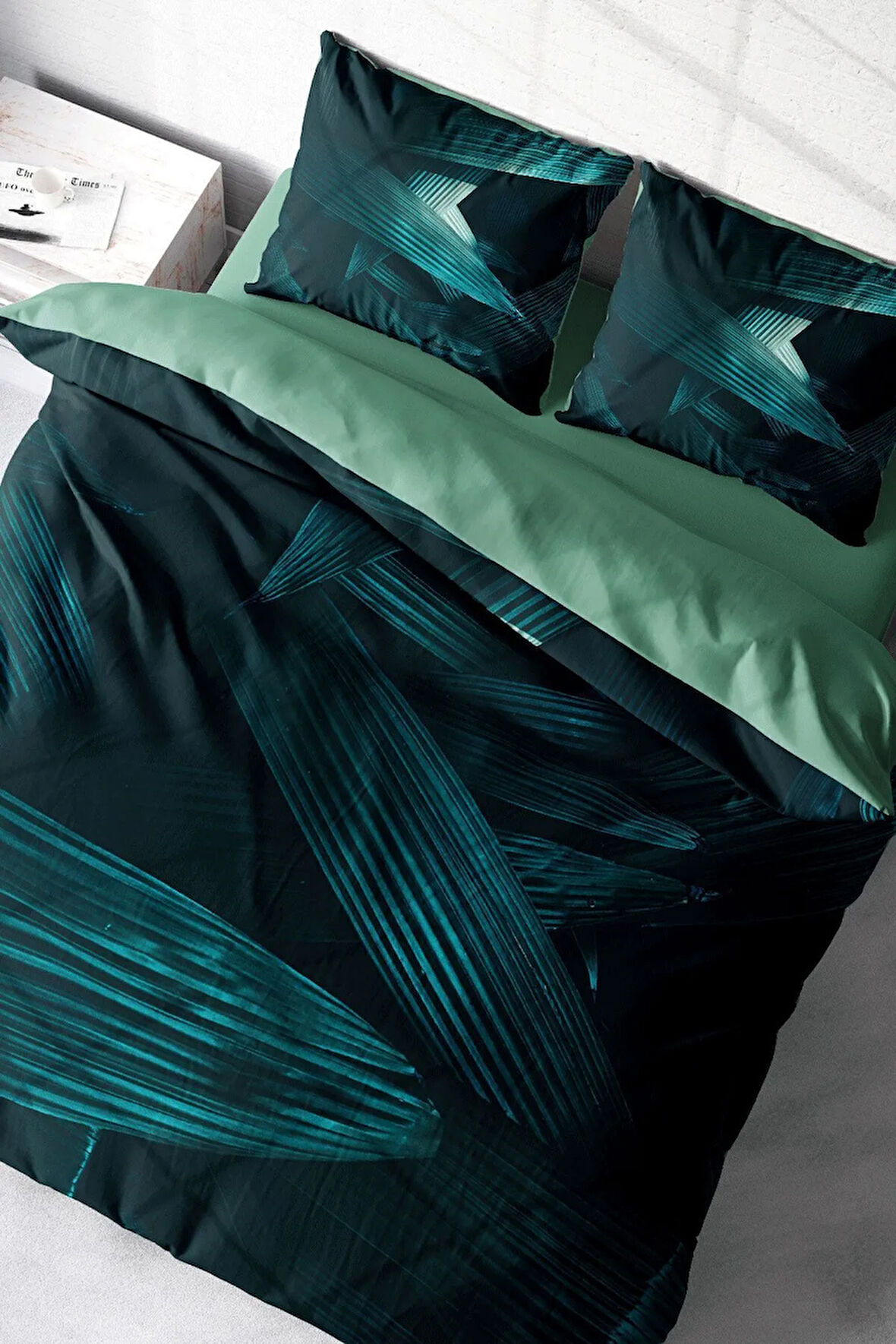 Çift Kişilik ( Lastikli Çarşaflı ) %100 Pamuk Saten Nevresim Takımı Derin Nefti