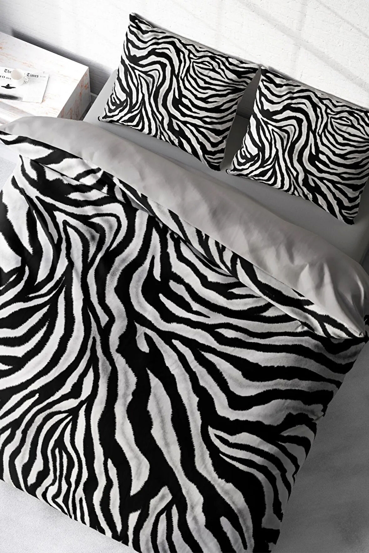 Leopar Çift Kişilik Nevresim Takımı Özel Dokuma Pamuk Saten Classical Zebra