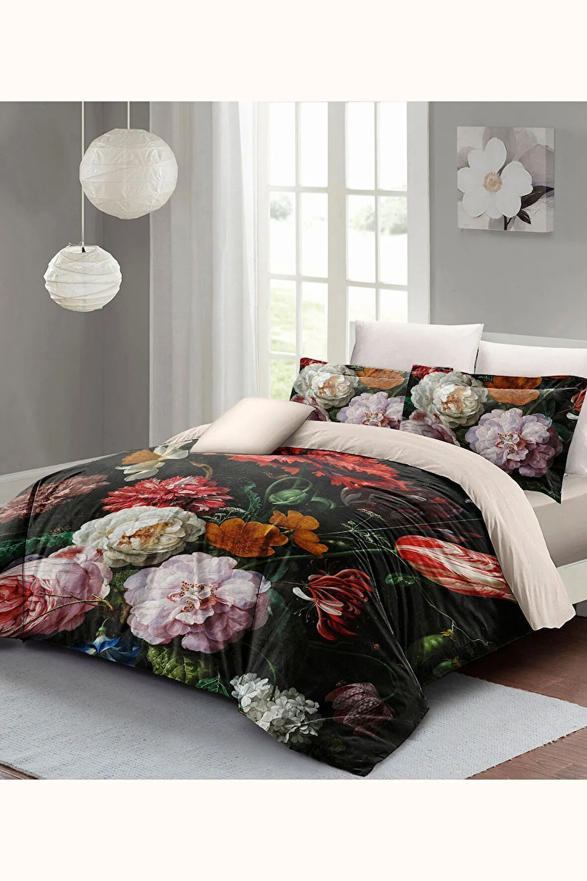 Nevresim Takımı %100 Doğal Pamuk Çift Kişilik 3d Digital Big Roses