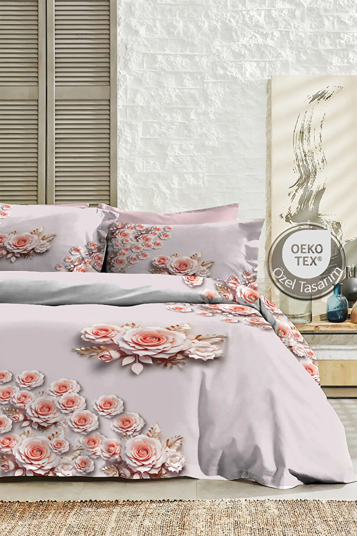 %100 PAMUK Ranforce Çeyizlik Luxury 5D Dijital Çift Kişilik Nevresim Takımı Soft