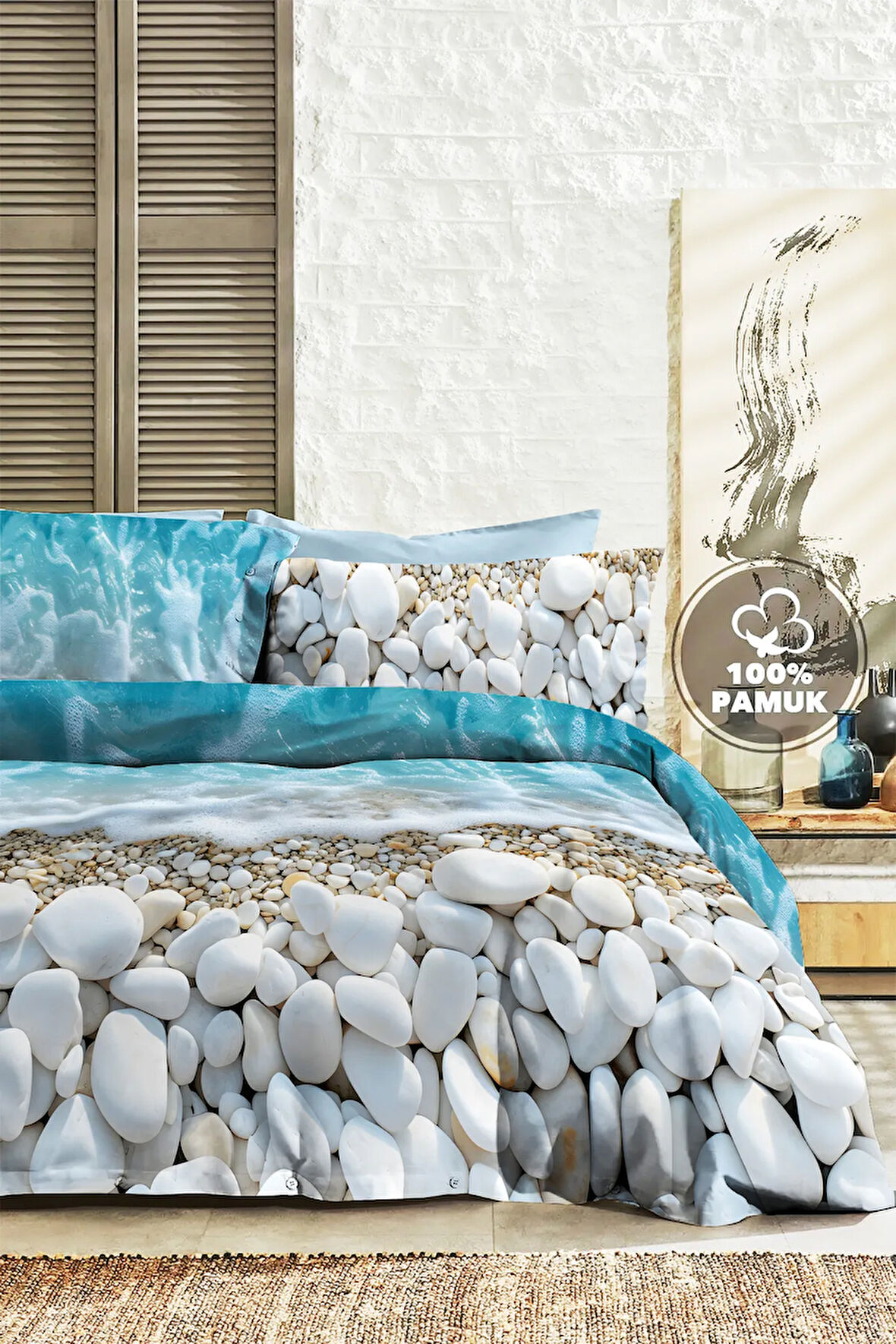 %100 PAMUK Ranforce Çeyizlik Luxury 5D Dijital Çift Kişilik Nevresim Takımı Buket