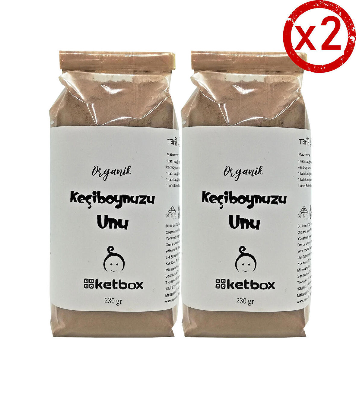 Katkısız Doğal Organik Keçiboynuzu Unu +8 Ay 460gr (230gr*2 Paket)