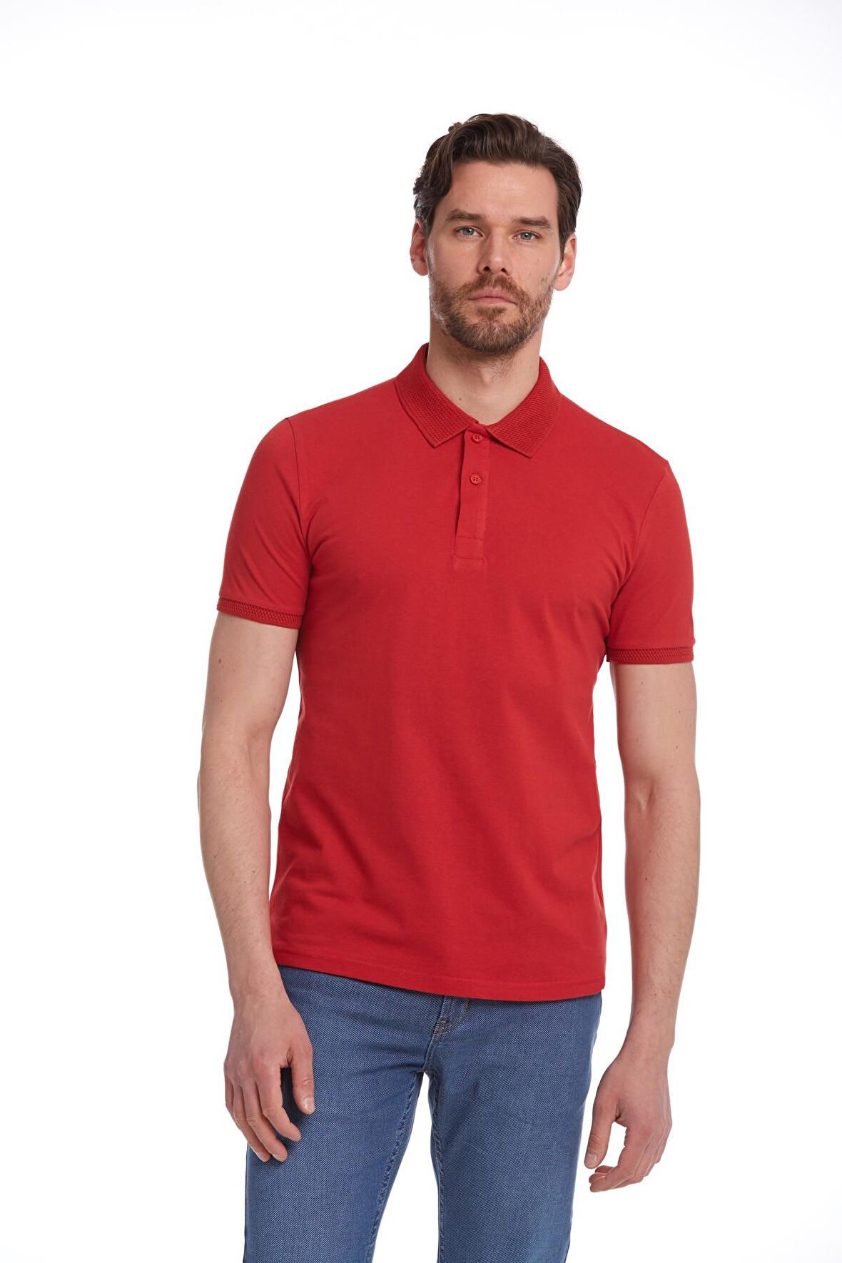Kırmızı Regular Fit %100 Pamuk Polo Yaka Tişört | XXL