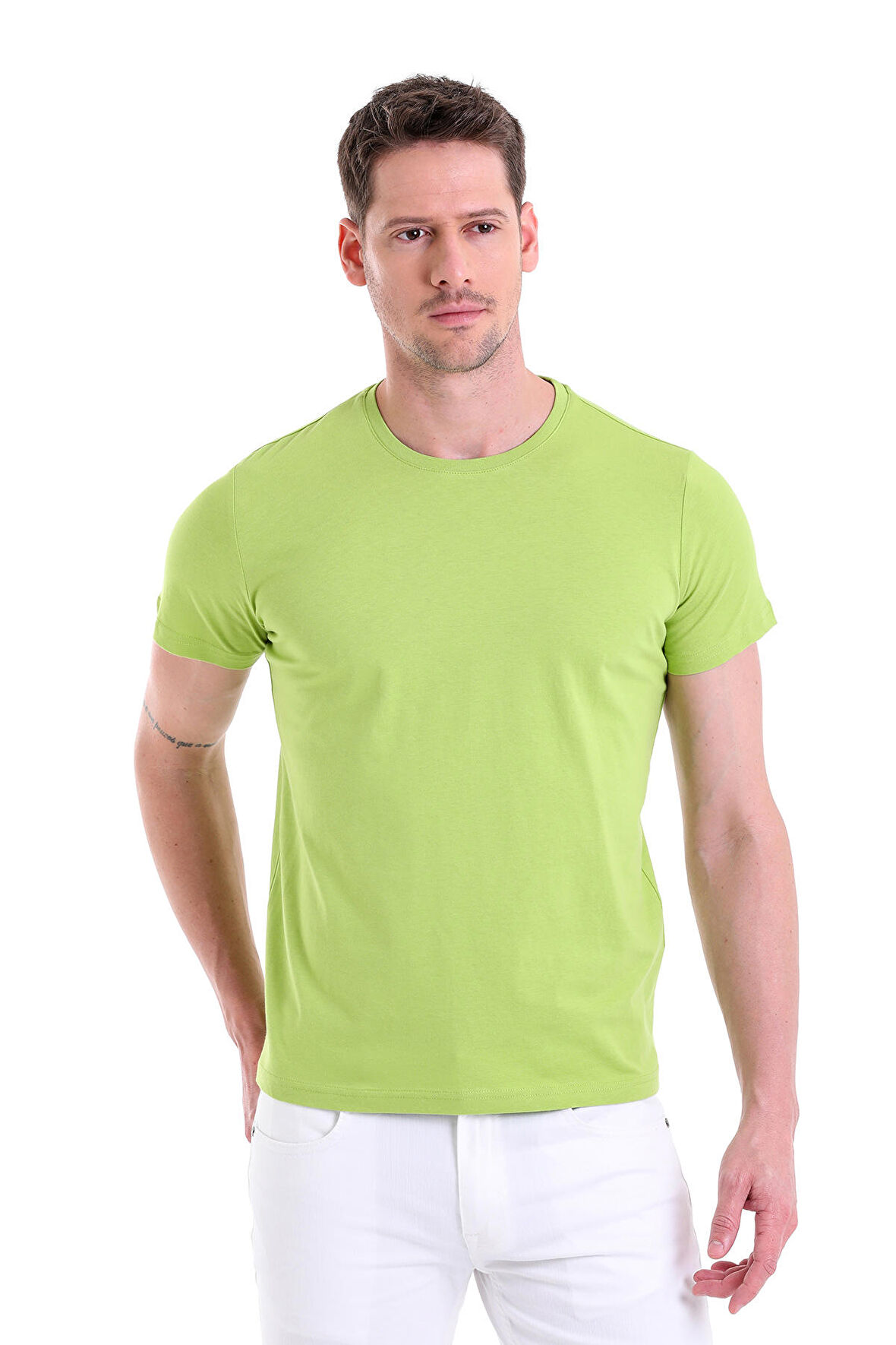 Kiwi Düz Regular Fit 100% Pamuk Bisiklet Yaka Tişört
