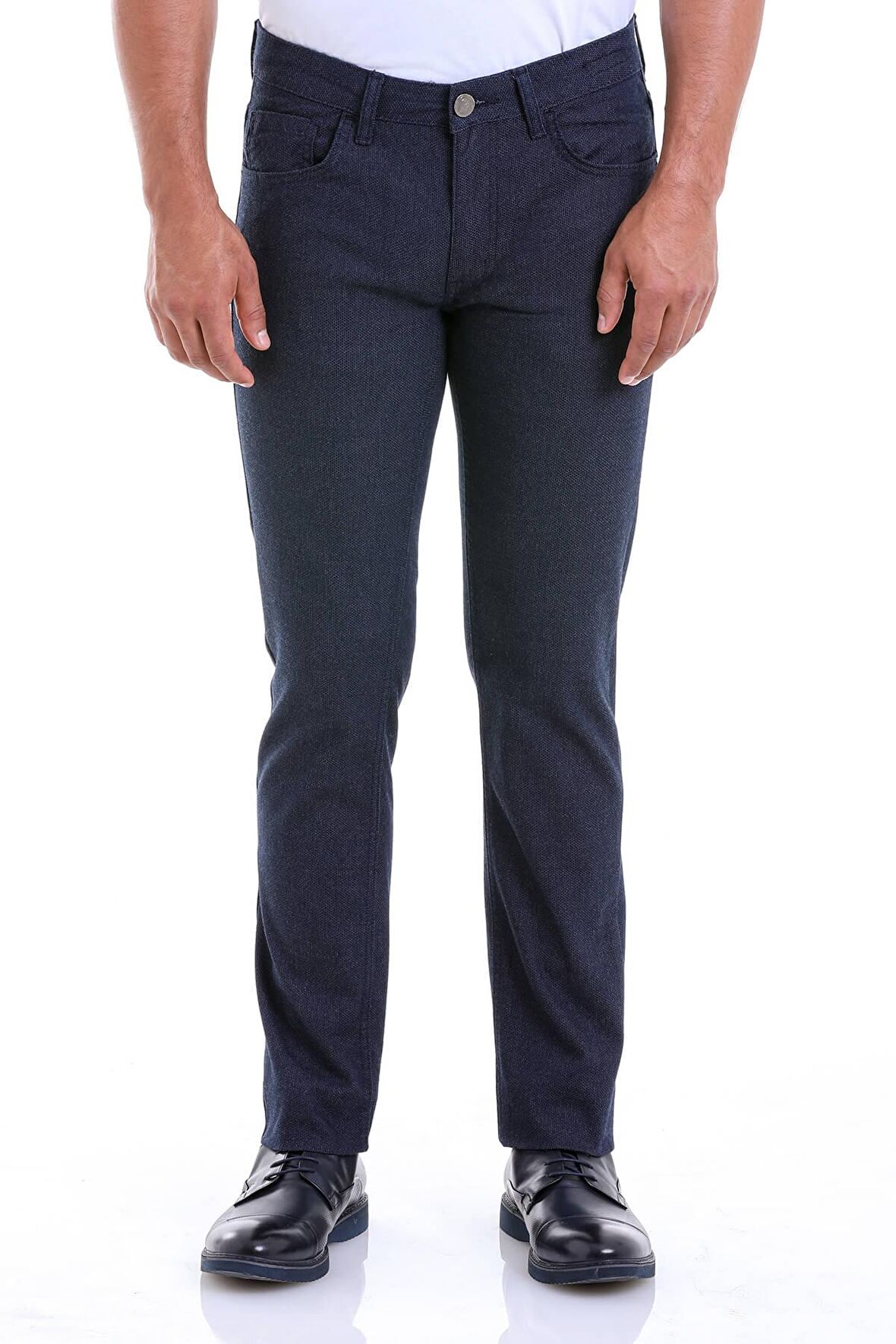 Erkek Lacivert Dinamik Fit Yüksek Bel Basic Kanvas Pantolon | 30
