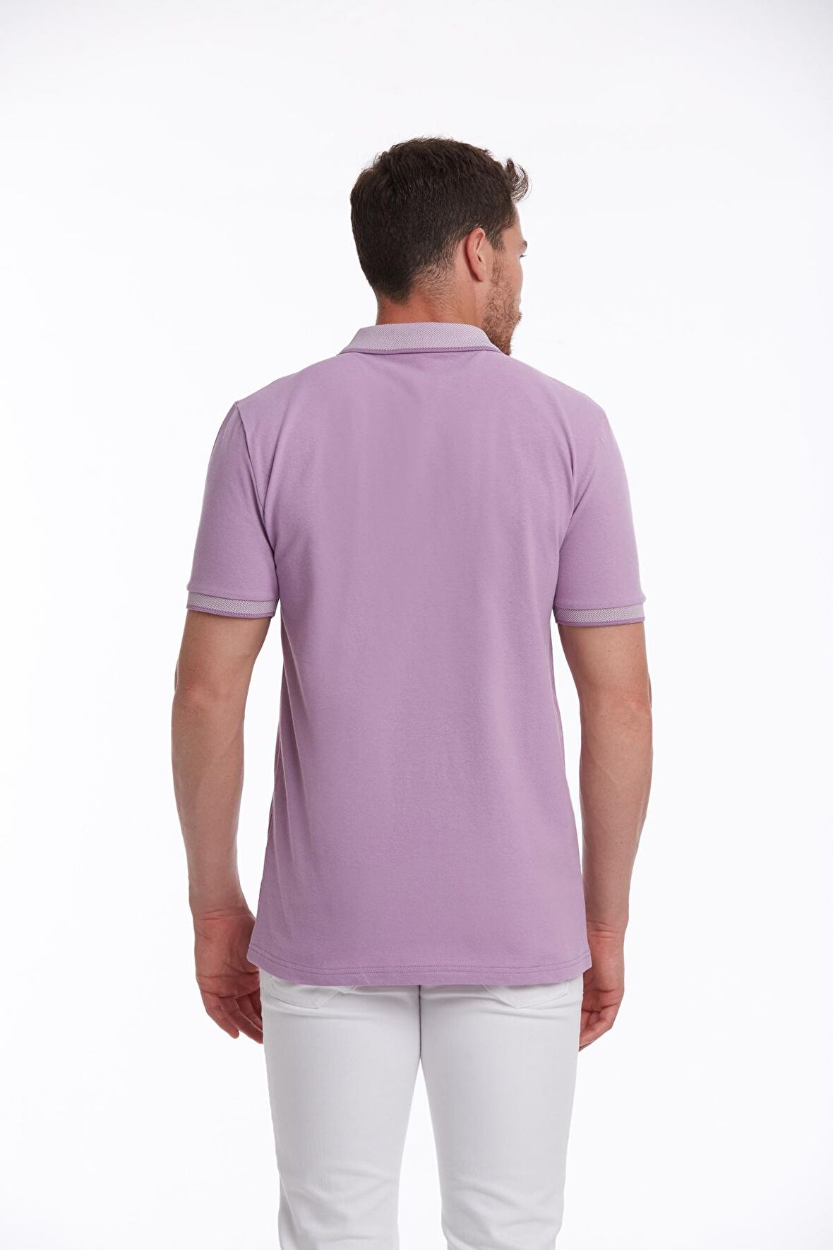 Lila %100 Pamuk Regular Fit Polo Yaka Tişört | L