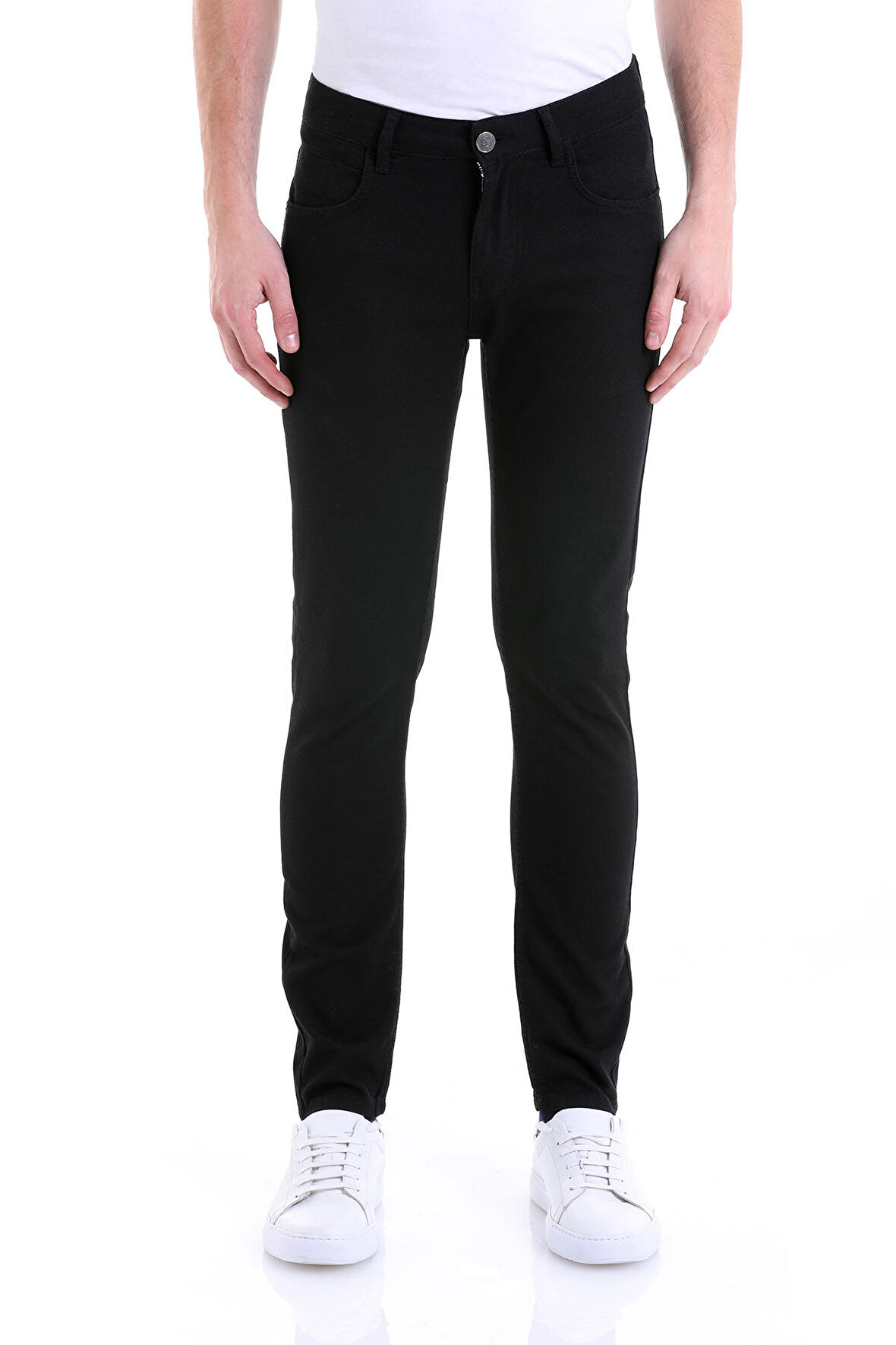 Slim Fit Desenli 5 Cep Düşük Bel Kanvas Pantolon