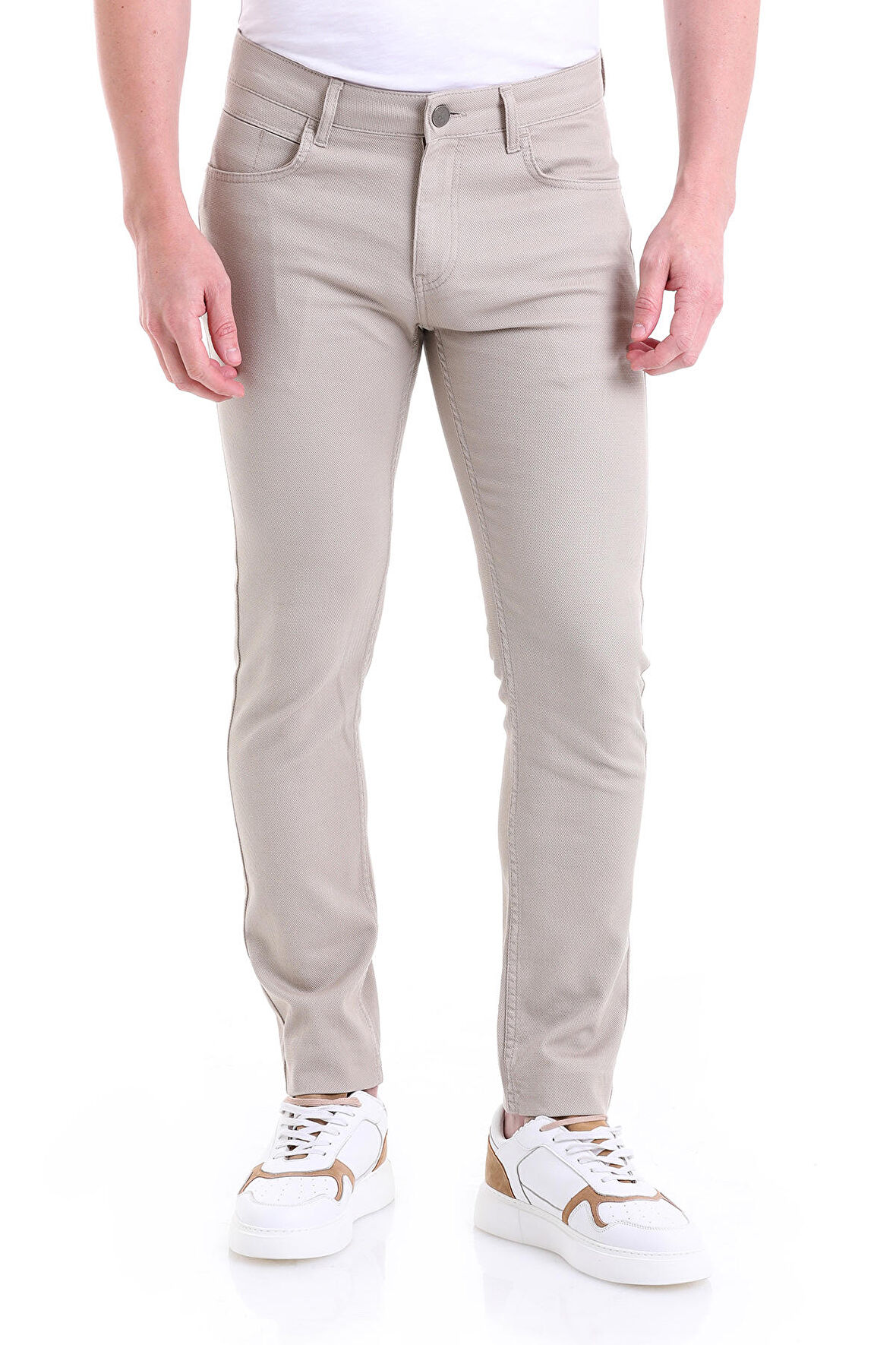 Slim Fit Desenli 5 Cep Düşük Bel Kanvas Pantolon