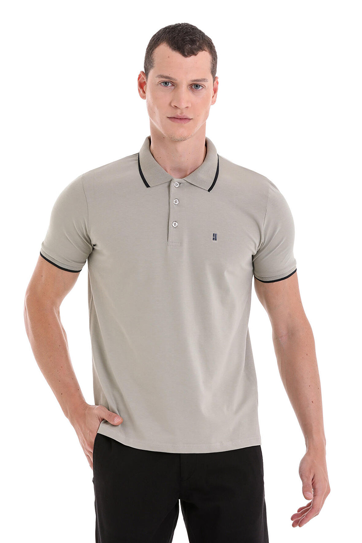 Yeşil Regular Fit Düz Polo Yaka 100% Pamuklu Tişört | M