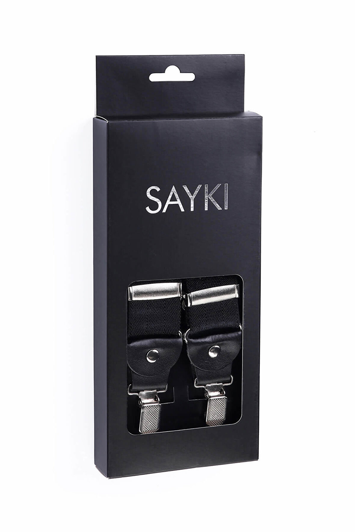 Siyah Balıksırtı Desenli Pantolon Askısı