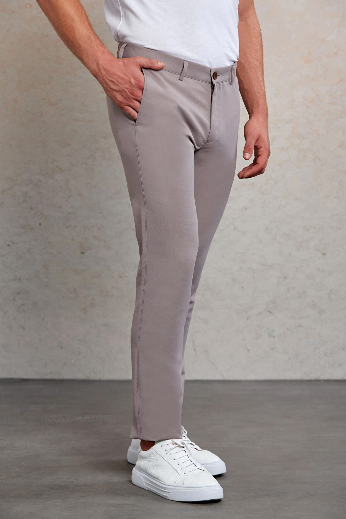 A. Gri.D Slim Fit Desenli Yandan Cep Kanvas Pantolon